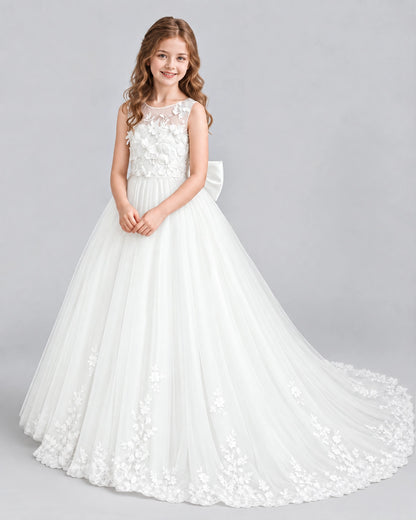 Ivory Ball Gown First Communion Dresses Pose
