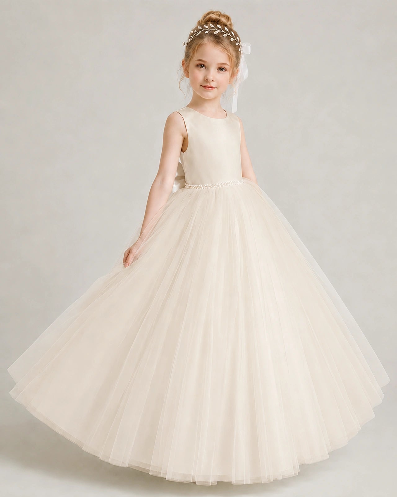 Champagne Flower Girls Dress