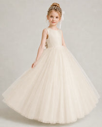 Champagne Flower Girls Dress