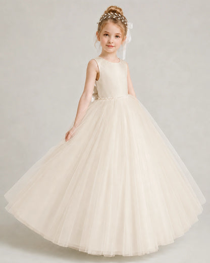 Champagne Flower Girls Dress