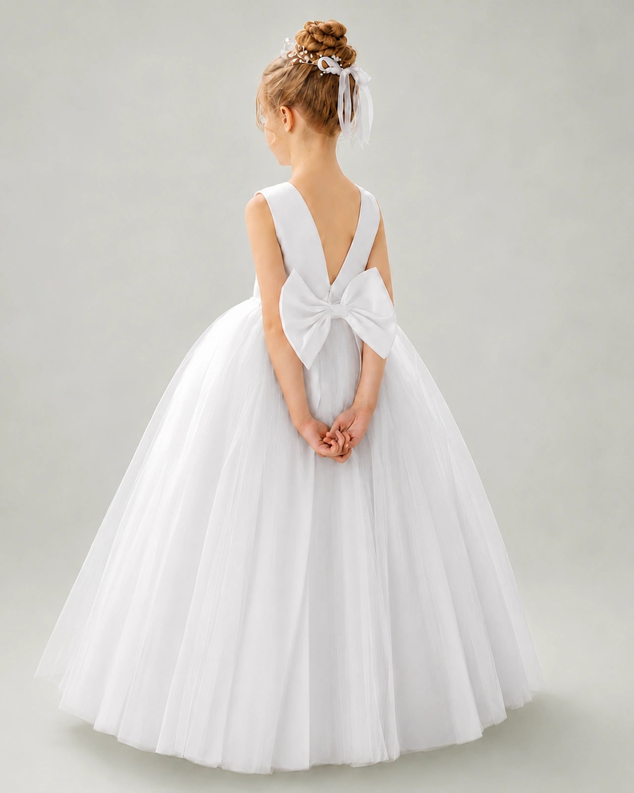 White Flower Girls Dress