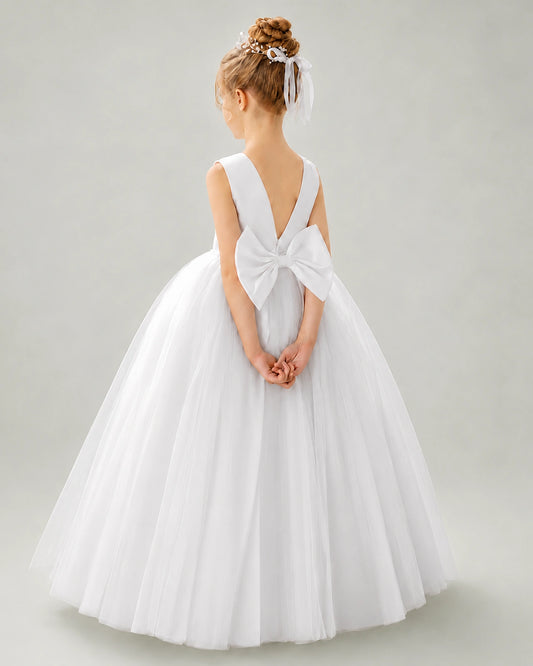 White Flower Girls Dress