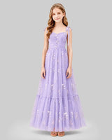 Lavender Tulle A-line Girls Formal Dress Front View