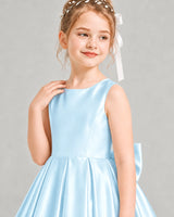 Baby Blue Satin A-line Flower Girl Dress  View