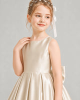 Champagne Satin A-line Flower Girl Dress View