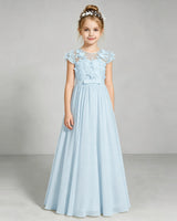 Baby Blue Chiffon A-line Junior Bridesmaid Dress Front View