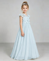 Baby Blue Chiffon A-line Junior Bridesmaid Dress Side View