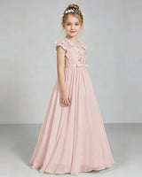 Blush Pink Chiffon A-line Junior Bridesmaid Dress Side View
