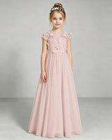 Blush Pink Chiffon A-line Junior Bridesmaid Dress Front View