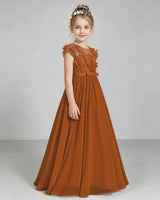 Burnt Orange Chiffon A-line Junior Bridesmaid Dress Side View