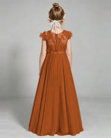 Burnt Orange Chiffon A-line Junior Bridesmaid Dress Back View