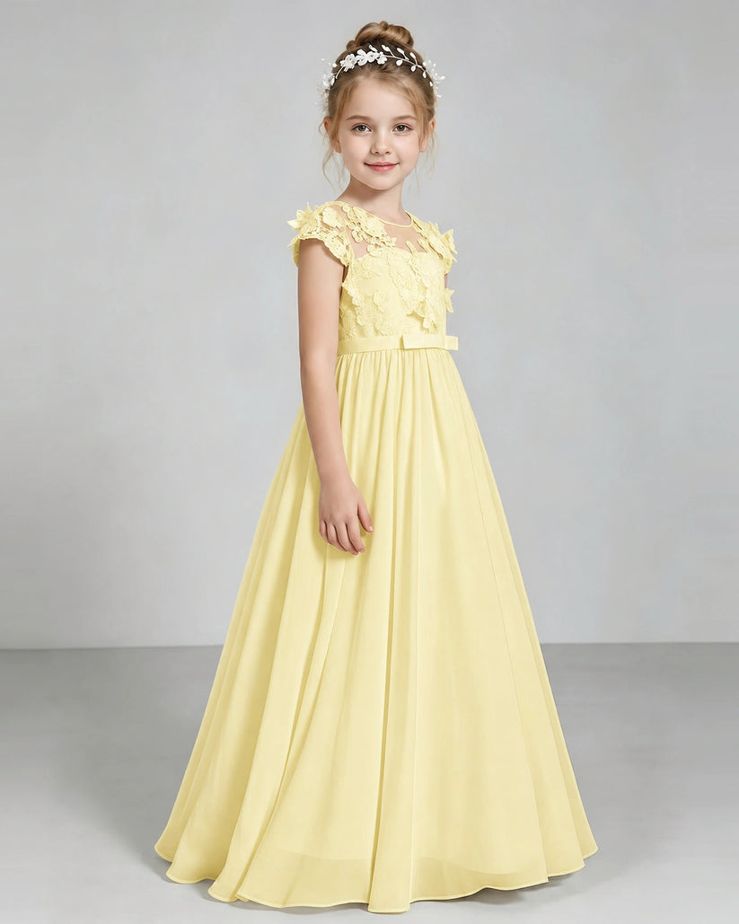 Daffodil Chiffon A-line Junior Bridesmaid Dress Side View