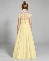 Daffodil Chiffon A-line Junior Bridesmaid Dress Back View