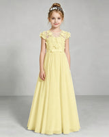Daffodil Chiffon A-line Junior Bridesmaid Dress Front View