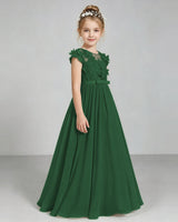 Dark Green Chiffon A-line Junior Bridesmaid Dress Side View