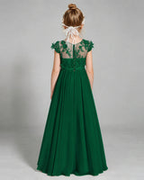 Dark Green Chiffon A-line Junior Bridesmaid Dress Back View