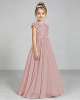 Dusty Rose Chiffon A-line Junior Bridesmaid Dress Front View