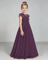 Grape Chiffon A-line Junior Bridesmaid Dress Side View