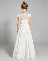 Ivory Chiffon A-line Junior Bridesmaid Dress Back View
