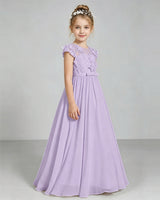 Lavender Chiffon A-line Junior Bridesmaid Dress Side View
