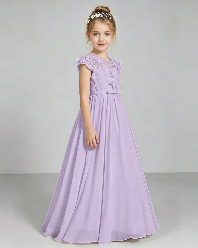 Lavender Chiffon A-line Junior Bridesmaid Dress Side View