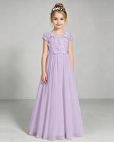 Lavender Chiffon A-line Junior Bridesmaid Dress Front View