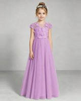 Lilac Chiffon A-line Junior Bridesmaid Dress Front View