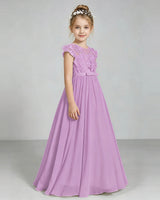 Lilac Chiffon A-line Junior Bridesmaid Dress Front View