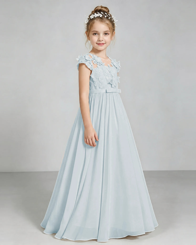Mist Chiffon A-line Junior Bridesmaid Dress Side View