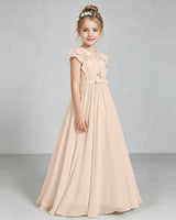 Peach Chiffon A-line Junior Bridesmaid Dress Side View