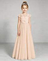 Peach Chiffon A-line Junior Bridesmaid Dress Front View