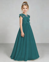 Peacock Chiffon A-line Junior Bridesmaid Dress Side View
