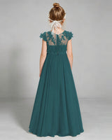 Peacock Chiffon A-line Junior Bridesmaid Dress Back View