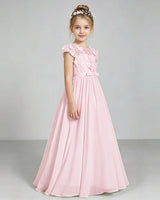 Pink Chiffon A-line Junior Bridesmaid Dress Side View