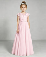 Pink Chiffon A-line Junior Bridesmaid Dress Front View