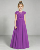 Purple Chiffon A-line Junior Bridesmaid Dress Front View