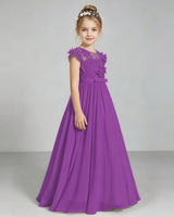 Purple Chiffon A-line Junior Bridesmaid Dress Side View
