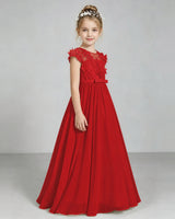 Red Chiffon A-line Junior Bridesmaid Dress Side View