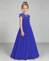 Royal Blue Chiffon A-line Junior Bridesmaid Dress Front View