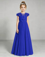 Royal Blue Chiffon A-line Junior Bridesmaid Dress Front View