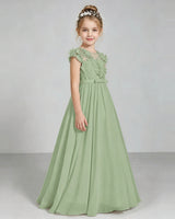 Sage Green Chiffon A-line Junior Bridesmaid Dress Side View