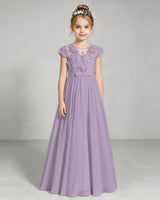 Wisteria Chiffon A-line Junior Bridesmaid Dress Front View