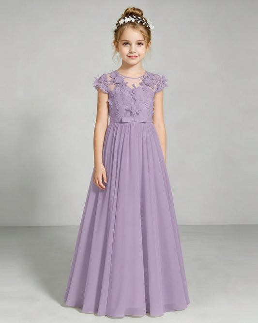 Wisteria Chiffon A-line Junior Bridesmaid Dress Front View