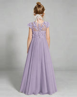 Wisteria Chiffon A-line Junior Bridesmaid Dress Back View