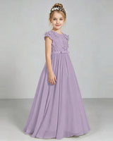 Wisteria Chiffon A-line Junior Bridesmaid Dress Side View