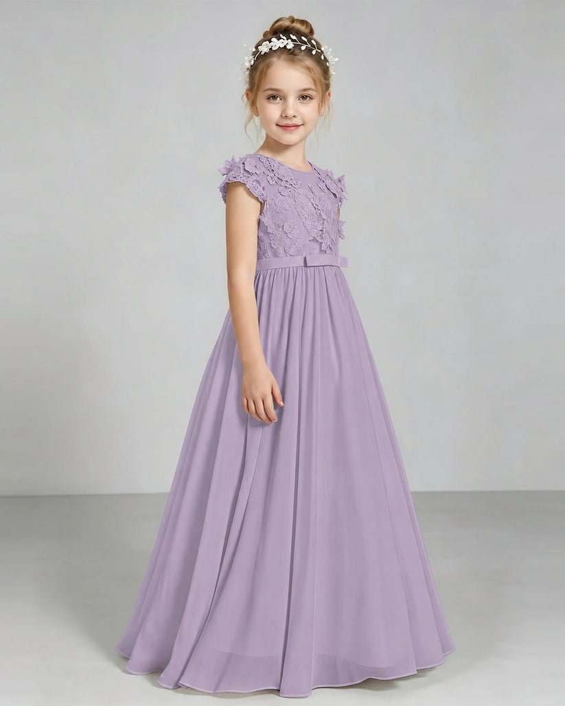 Wisteria Chiffon A-line Junior Bridesmaid Dress Side View