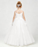 Ivory Tulle Ball Gown Pageant Dress Back View