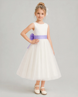 Lavender Tulle A-line Flower Girl Dress Front View