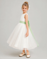 Sage Green Tulle A-line Flower Girl Dress Side View