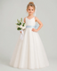 Dideyttawl White Flower Girl Dress Spaghetti Strap Pink Sash Tulle Ball Gown